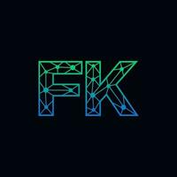 Abstract letter FK logo design with line dot connection for technology and digital business company. vector