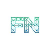 Abstract letter FN logo design with line dot connection for technology and digital business company. vector