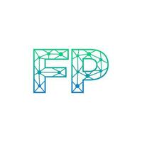 Abstract letter FP logo design with line dot connection for technology and digital business company. vector