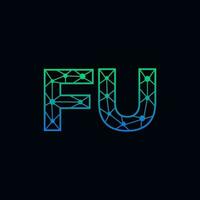 Abstract letter FU logo design with line dot connection for technology and digital business company. vector