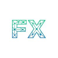 Abstract letter FX logo design with line dot connection for technology and digital business company. vector