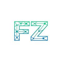 resumen letra fz logo diseño con línea punto conexión para tecnología y digital negocio compañía. vector