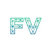 Abstract letter FV logo design with line dot connection for technology and digital business company. vector