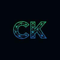 Abstract letter CK logo design with line dot connection for technology and digital business company. vector