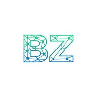 Abstract letter BZ logo design with line dot connection for technology and digital business company. vector