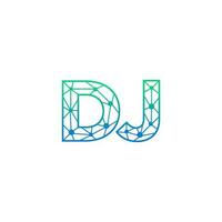 Abstract letter DJ logo design with line dot connection for technology and digital business company. vector