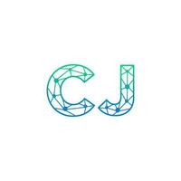 Abstract letter CJ logo design with line dot connection for technology and digital business company. vector