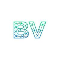 Abstract letter BV logo design with line dot connection for technology and digital business company. vector