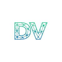 Abstract letter DV logo design with line dot connection for technology and digital business company. vector