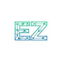 Abstract letter EZ logo design with line dot connection for technology and digital business company. vector