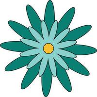 Yellow and Turquoise Retro Flower Element vector