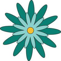 Yellow and Turquoise Retro Flower Element vector