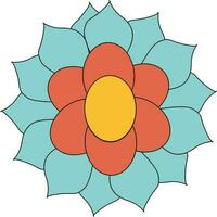 Yellow and Turquoise Retro Flower Element vector