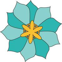 Yellow and Turquoise Retro Flower Element vector