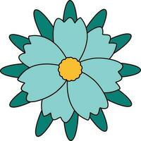 Yellow and Turquoise Retro Flower Element vector