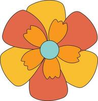 Yellow and Turquoise Retro Flower Element vector