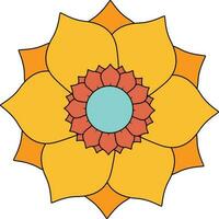 Yellow and Turquoise Retro Flower Element vector