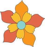 Yellow and Turquoise Retro Flower Element vector