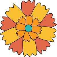 Yellow and Turquoise Retro Flower Element vector