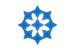 Abstract flower blue and white, floral ornament for design, snowflake, Decagonal blue and white snowflake on light blue gradient vector