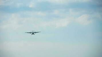 Turboprop airplane approaching before landing at Phuket airport video