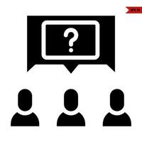 group person with question mark in speech bubble glyph icon vector