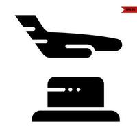 suitcase with hand  glyph icon vector