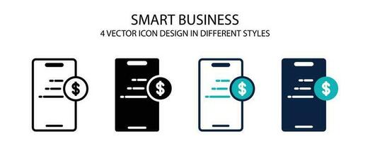 Smart business icon in outline, thin line, solid, filled and flat style. Vector illustration of two colored and black smart business vector icons designs can be used for mobile, ui, web