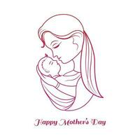 Hand draw mothers day for woman and baby sketch card background vector