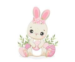 Cute little bunny. Cartoon rabbit. Easter Vector illustration.