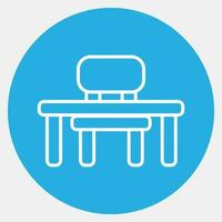 Icon desk. School and education elements. Icons in blue round style. Good for prints, posters, logo, advertisement, infographics, etc. vector