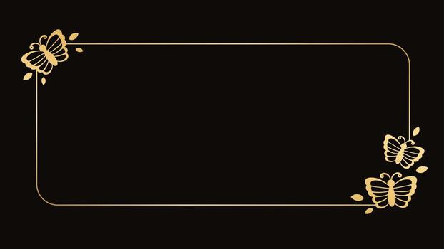 oro rectángulo marco con mariposas silueta vector ilustración. resumen dorado frontera para primavera verano elegante diseño elementos