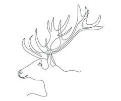 abstract Deer Head with Horns Continuous One Line Drawing vector