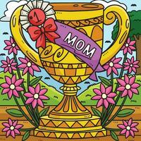 madres día mamá trofeo de colores dibujos animados vector