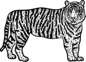 Tiger Animal Coloring Page for Adults vector