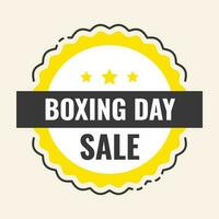 Boxing Day Text With Wavy Circle Frame On Yellow Background For Sale Label Or Sticker Design. vector