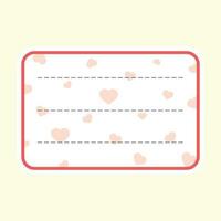 Red Heart Seamless Pattern Frame Or Notebook Label On Pastel Yellow Background. vector