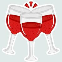 Isolated Sticker Style Cheers Glass Icon In Flat Style. vector