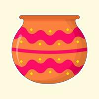 Pink And Brown Clay Pot On Cosmic Latte Background. vector