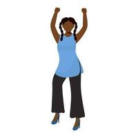 Faceless African Young Girl Raising Fist Up In Standing Pose. vector