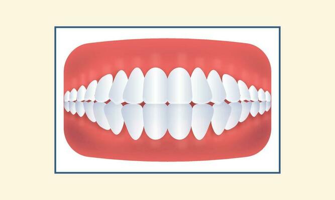 Normal Teeth Jaw Icon Against Yellow Background.