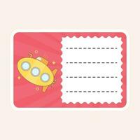 Submarine Notebook Label Or Frame On Peach Background. vector