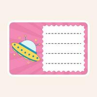 Isolated Ufo Notebook Label. vector