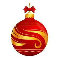 Glossy Golden And Red Wavy Bauble 3D Render Icon. vector