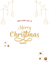 Merry Christmas Greeting Card With Line Art Xmas Tree Hang Decorated Background. png