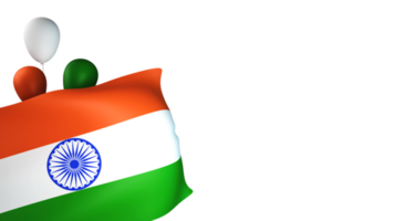 Realistic Indian Flag With Tricolor Balloons Element In 3D Rendering. png