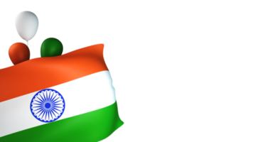 Realistic Indian Flag With Tricolor Balloons Element In 3D Rendering. png