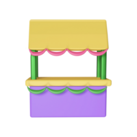 3D Rendering Of Colorful Food Kiosk Icon. png