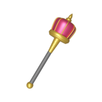 Pink And Golden Scepter Icon In 3D Render. png