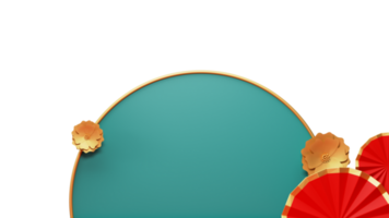 Empty Half Circle Frame With Paper Flowers Element. 3D Rendering. png